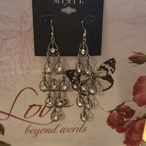 Long rheinstones silver earings